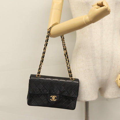 CHANEL Matelasse 23  Chain Shoulder Bag Lamb Skin Black Gold CC PP162