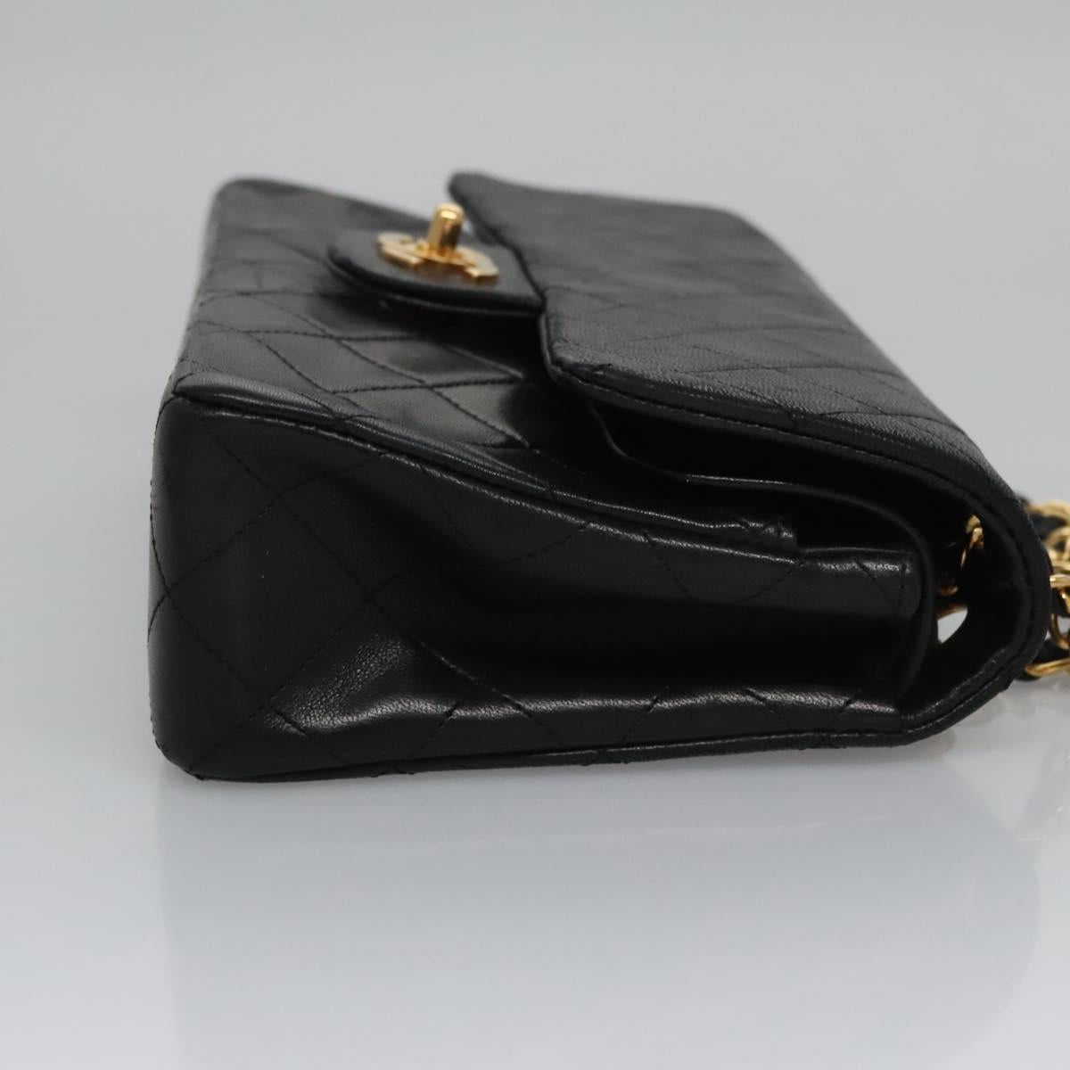 CHANEL Matelasse 23  Chain Shoulder Bag Lamb Skin Black Gold CC PP162