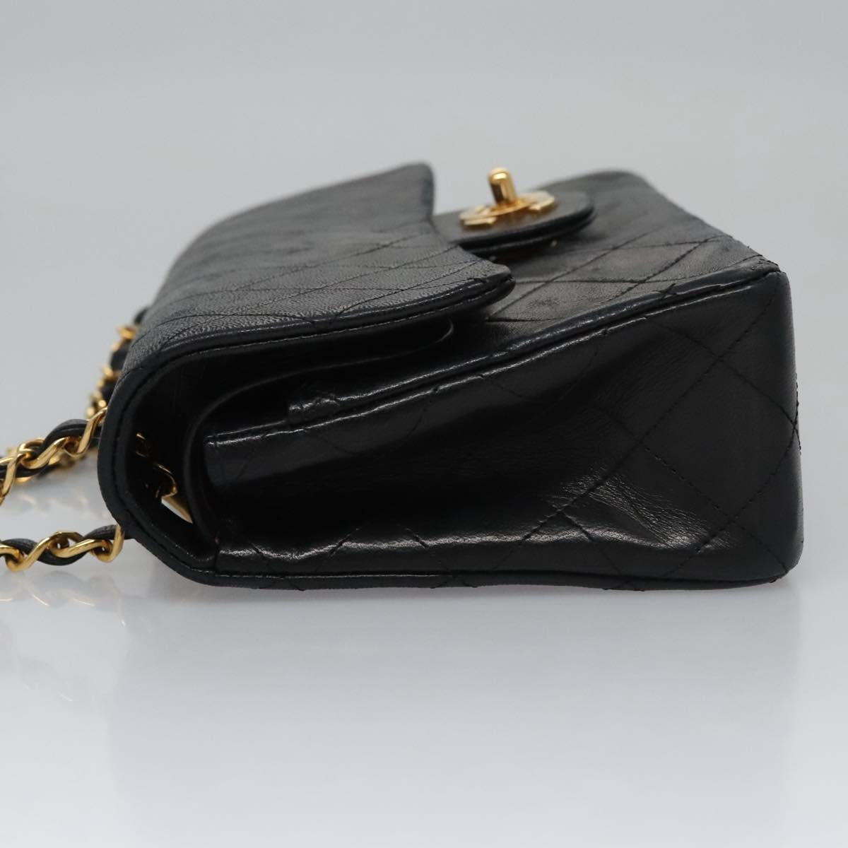CHANEL Matelasse 23  Chain Shoulder Bag Lamb Skin Black Gold CC PP162