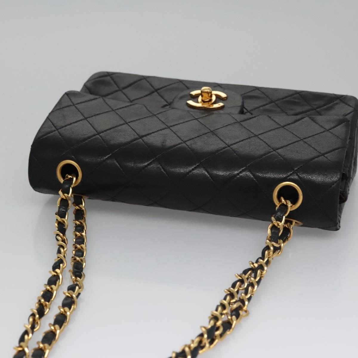 CHANEL Matelasse 23  Chain Shoulder Bag Lamb Skin Black Gold CC PP162