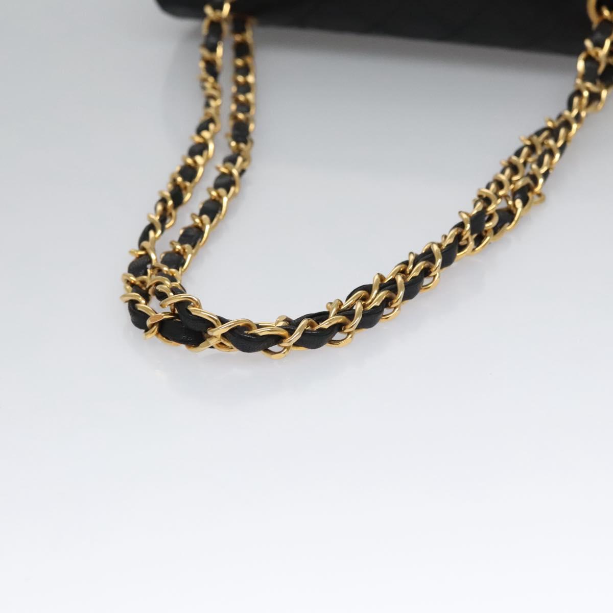 CHANEL Matelasse 23  Chain Shoulder Bag Lamb Skin Black Gold CC PP162