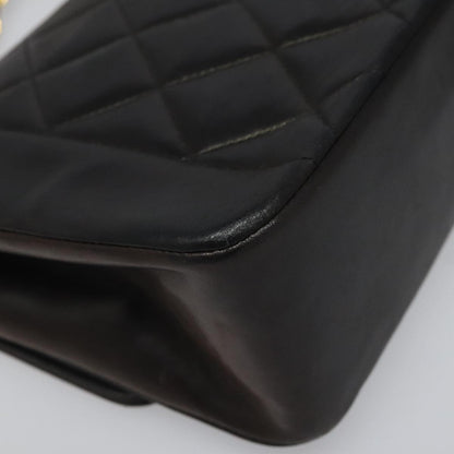 CHANEL Chain Diana Shoulder Bag Lamb Skin Black Gold CC PP173