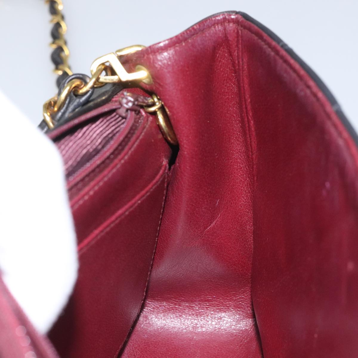 CHANEL Chain Diana Shoulder Bag Lamb Skin Black Gold CC PP173