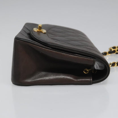 CHANEL Chain Diana Shoulder Bag Lamb Skin Black Gold CC PP173
