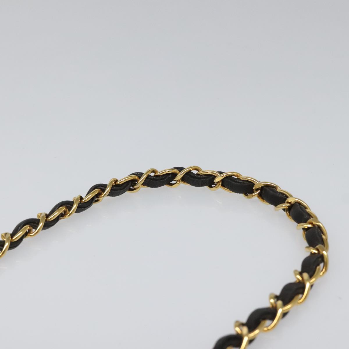CHANEL Chain Diana Shoulder Bag Lamb Skin Black Gold CC PP173