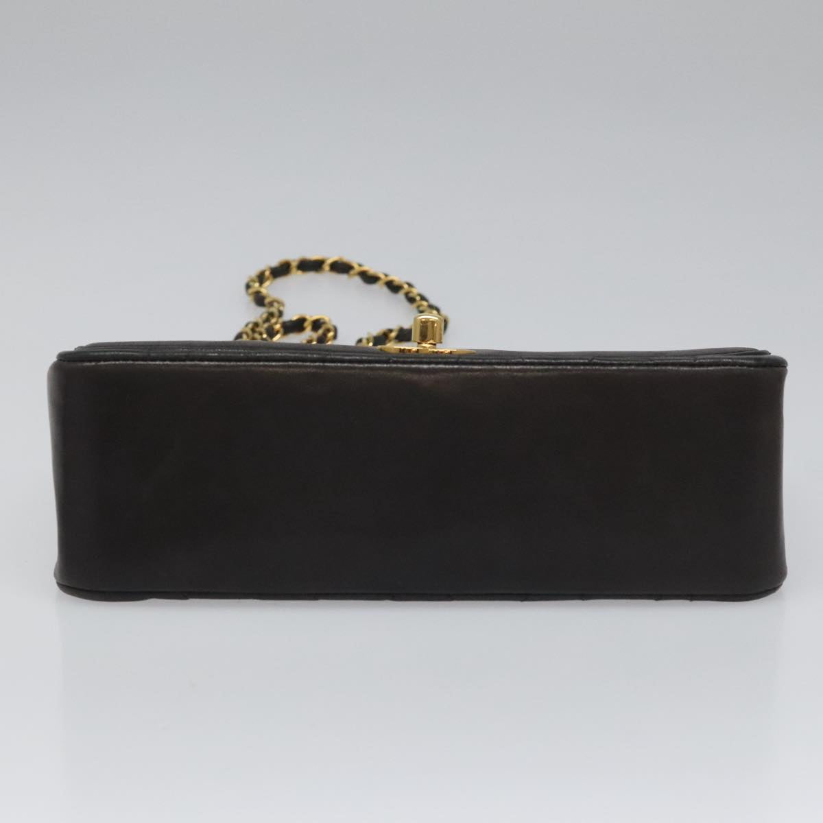 CHANEL Chain Diana Shoulder Bag Lamb Skin Black Gold CC PP173