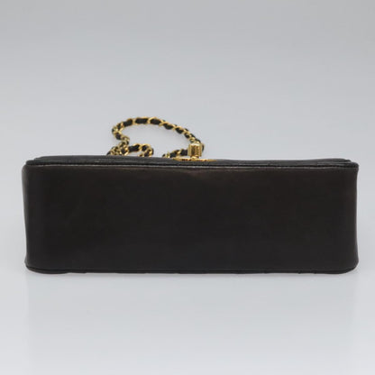 CHANEL Chain Diana Shoulder Bag Lamb Skin Black Gold CC PP173