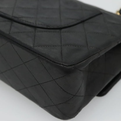 CHANEL Matelasse 25 Chain Shoulder Bag Lamb Skin Black Gold CC PP174