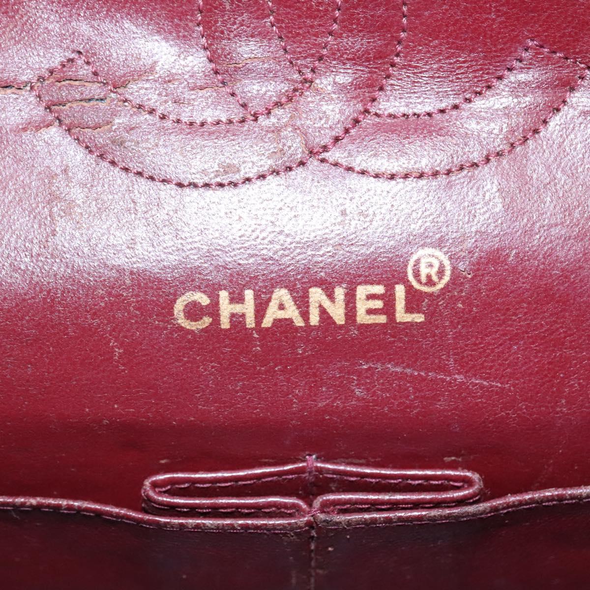 CHANEL Matelasse 25 Chain Shoulder Bag Lamb Skin Black Gold CC PP174