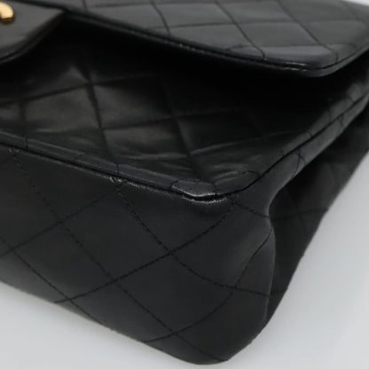 CHANEL Matelasse Chain Shoulder Bag Lamb Skin Black CC PP175