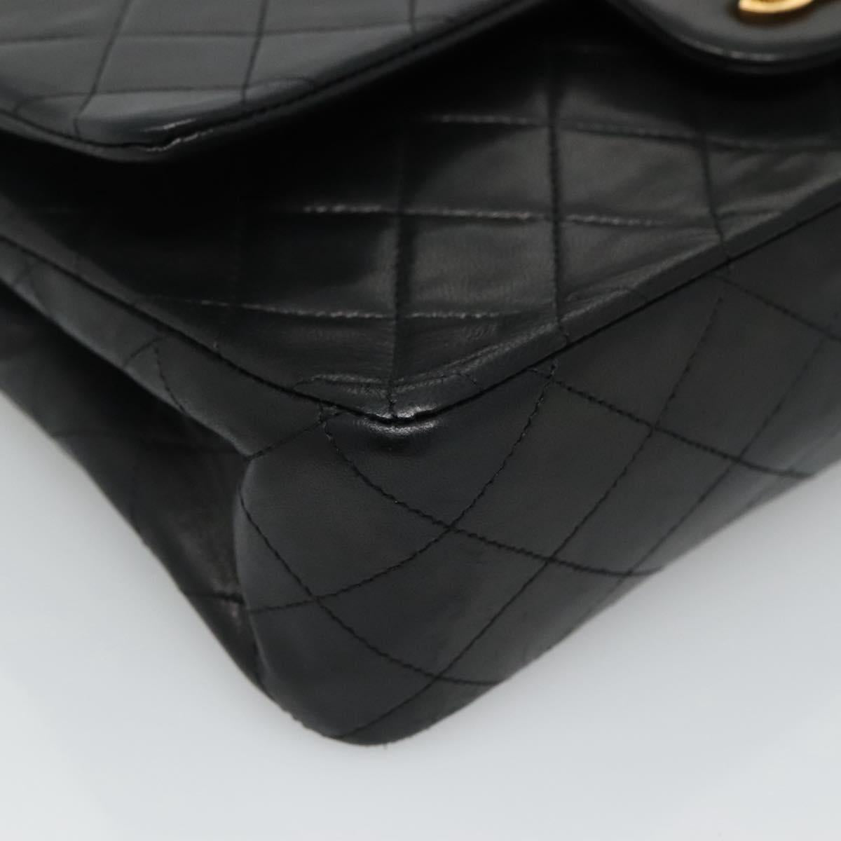 CHANEL Matelasse Chain Shoulder Bag Lamb Skin Black CC PP175