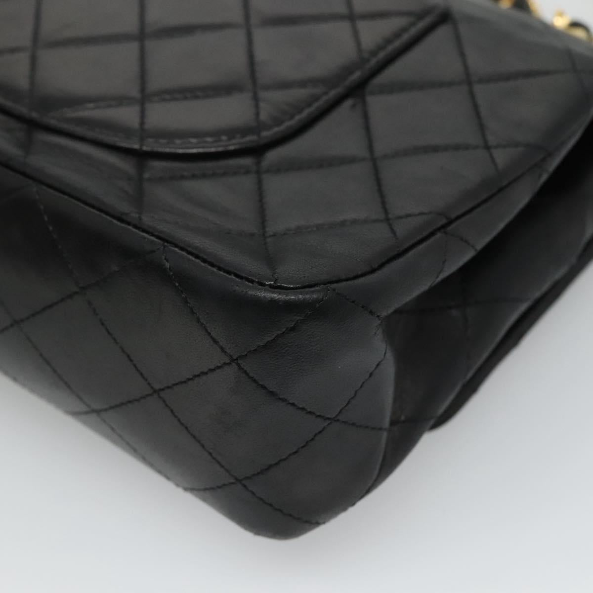 CHANEL Matelasse Chain Shoulder Bag Lamb Skin Black CC PP175