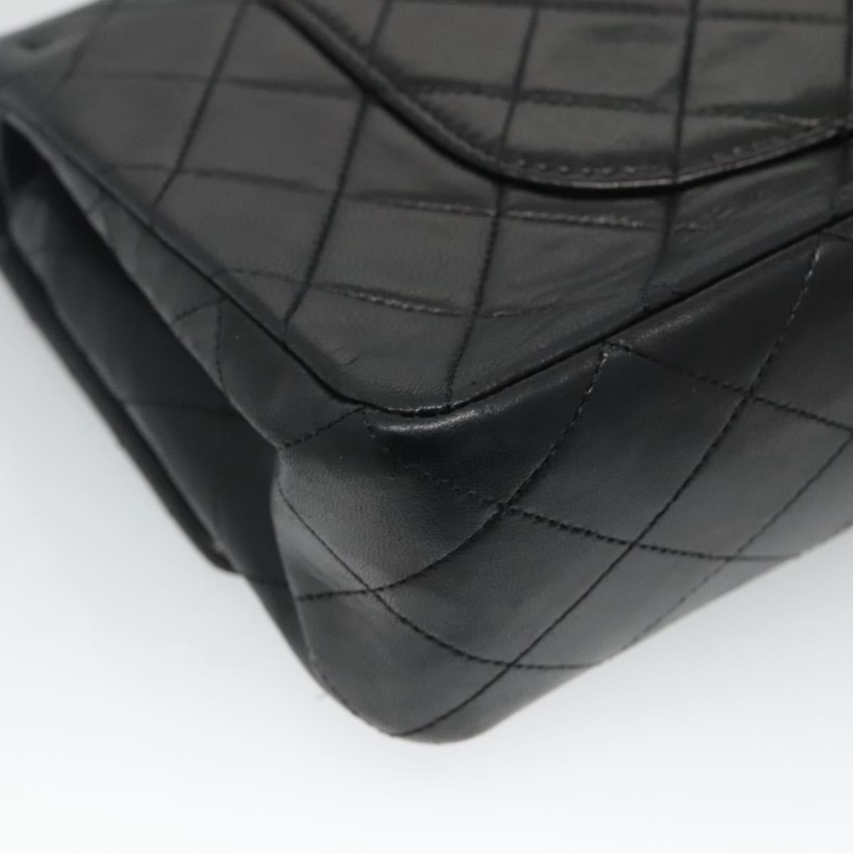 CHANEL Matelasse Chain Shoulder Bag Lamb Skin Black CC PP175