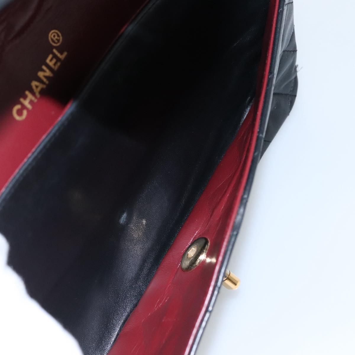 CHANEL Matelasse Chain Shoulder Bag Lamb Skin Black CC PP175