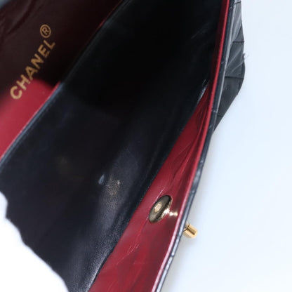CHANEL Matelasse Chain Shoulder Bag Lamb Skin Black CC PP175