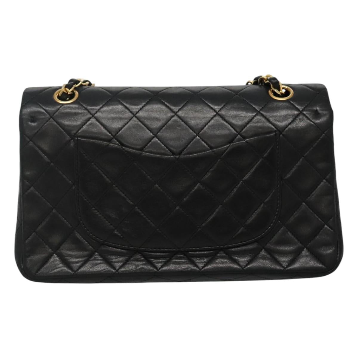 CHANEL Matelasse Chain Shoulder Bag Lamb Skin Black CC PP175