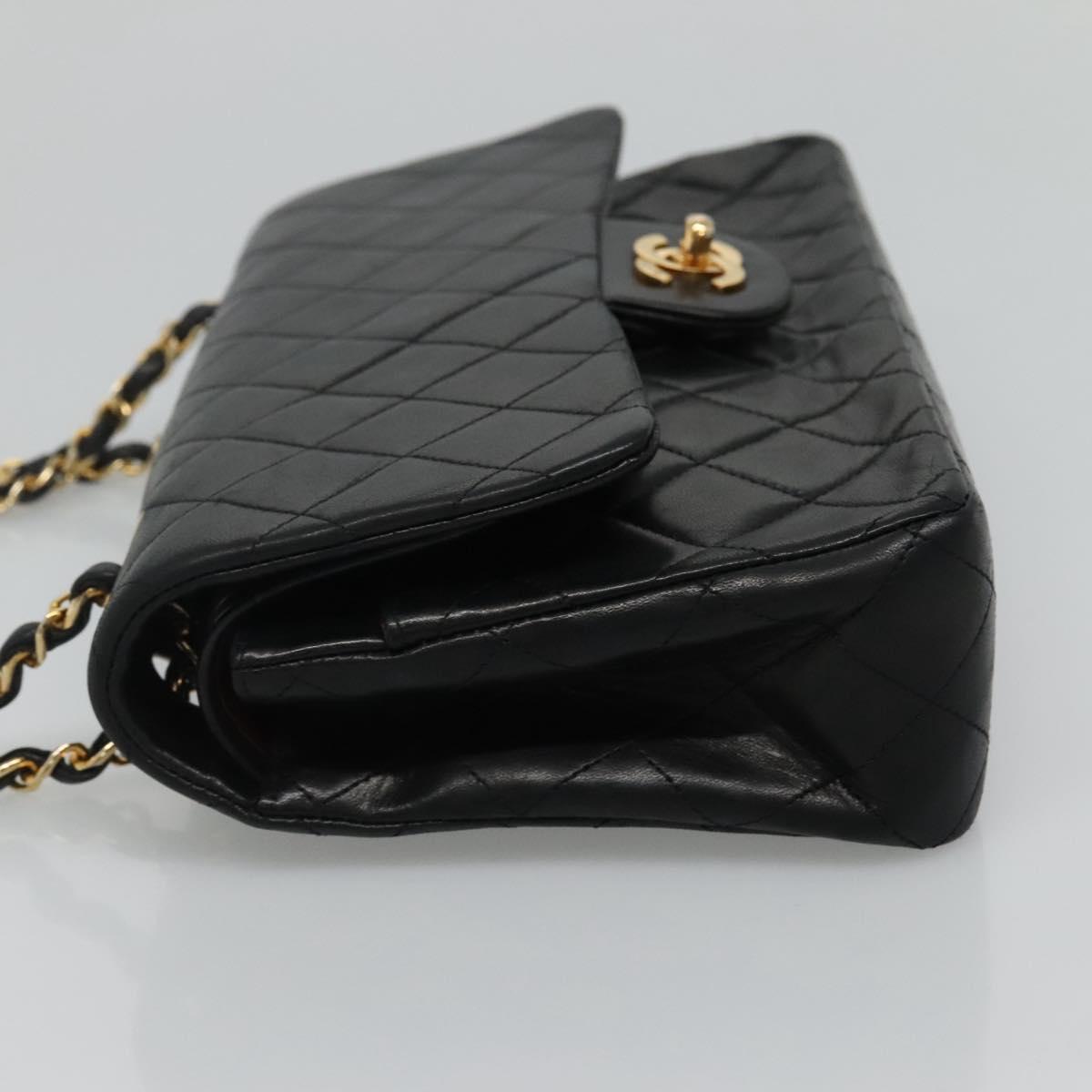 CHANEL Matelasse Chain Shoulder Bag Lamb Skin Black CC PP175