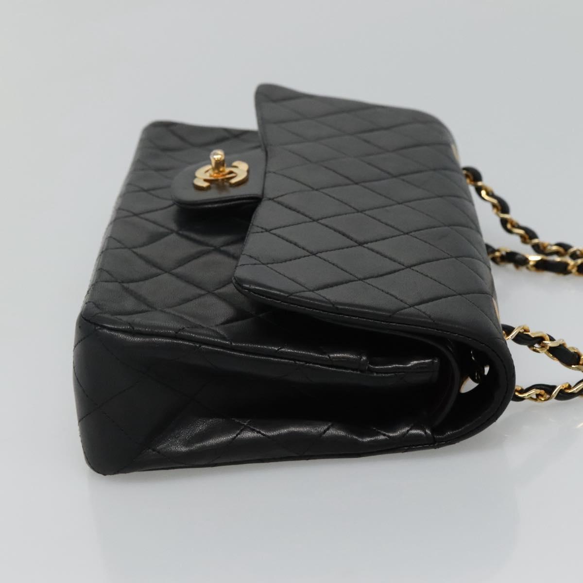 CHANEL Matelasse Chain Shoulder Bag Lamb Skin Black CC PP175
