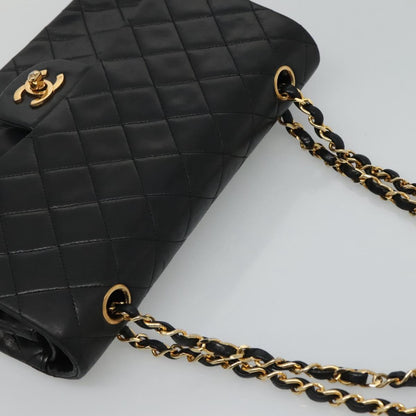 CHANEL Matelasse Chain Shoulder Bag Lamb Skin Black CC PP175