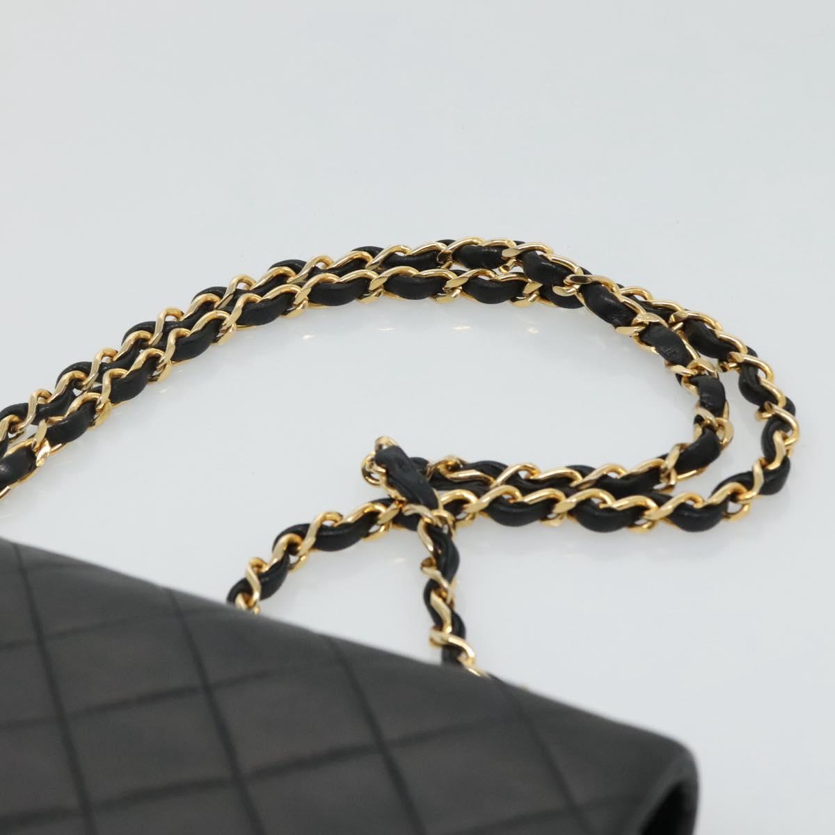 CHANEL Matelasse Chain Shoulder Bag Lamb Skin Black CC PP175