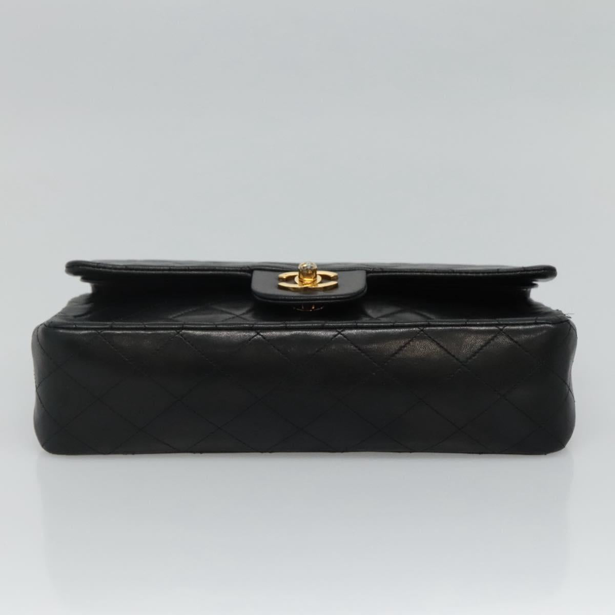 CHANEL Matelasse Chain Shoulder Bag Lamb Skin Black CC PP175