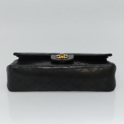 CHANEL Matelasse Chain Shoulder Bag Lamb Skin Black CC PP175