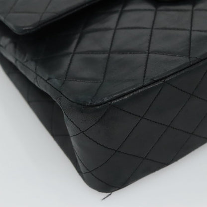 CHANEL Matelasse Chain Shoulder Bag Lamb Skin Black Gold CC PP176