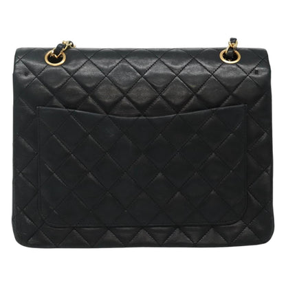 CHANEL Matelasse Chain Shoulder Bag Lamb Skin Black Gold CC PP176