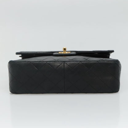 CHANEL Matelasse Chain Shoulder Bag Lamb Skin Black Gold CC PP176