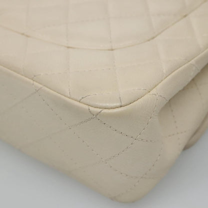 CHANEL Matelasse Chain Shoulder Bag Caviar Skin White CC PP179