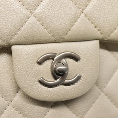 CHANEL Matelasse Chain Shoulder Bag Caviar Skin White CC PP179