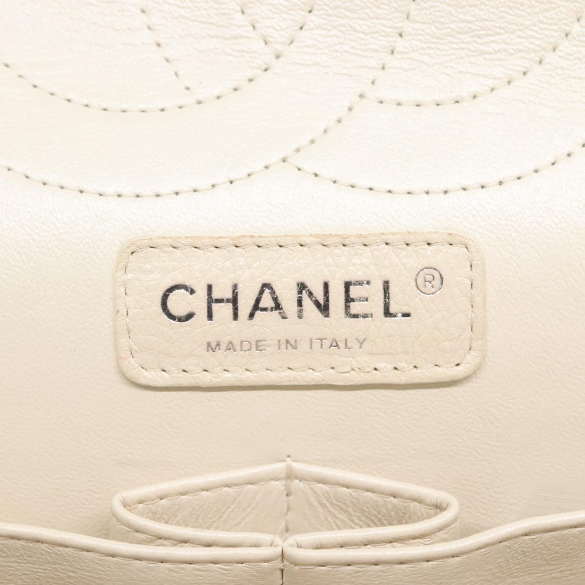 CHANEL Matelasse Chain Shoulder Bag Caviar Skin White CC PP179