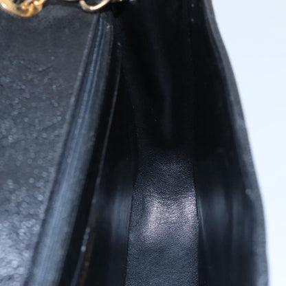 CHANEL Chain Shoulder Bag Caviar Skin Black Gold CC PP181