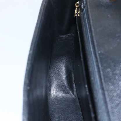 CHANEL Chain Shoulder Bag Caviar Skin Black Gold CC PP181