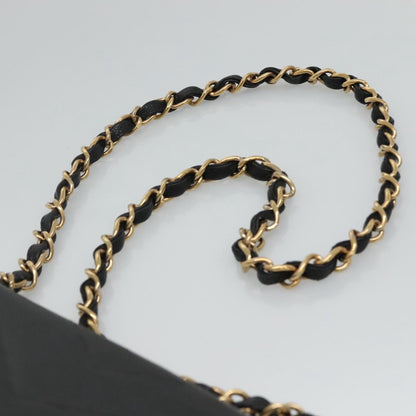 CHANEL Chain Shoulder Bag Caviar Skin Black Gold CC PP181