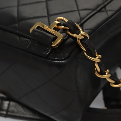 CHANEL Matelasse Chain Backpack Lamb Skin Black CC PP182