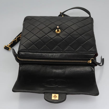 CHANEL Matelasse Chain Backpack Lamb Skin Black CC PP182