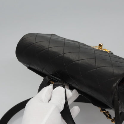 CHANEL Matelasse Chain Backpack Lamb Skin Black CC PP182