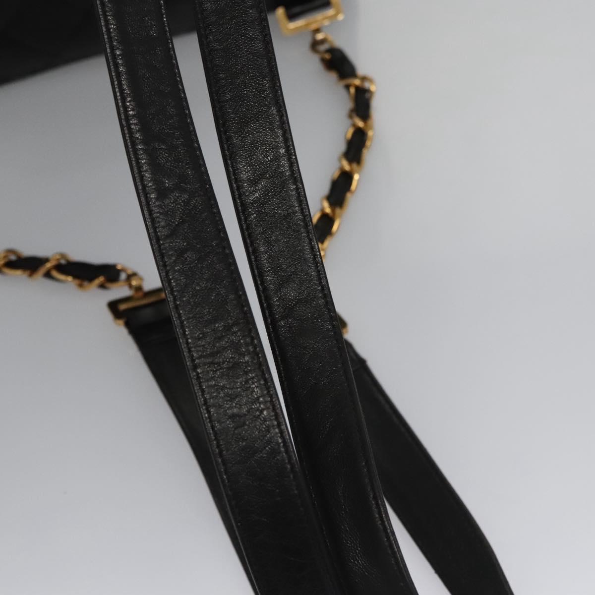 CHANEL Matelasse Chain Backpack Lamb Skin Black CC PP182