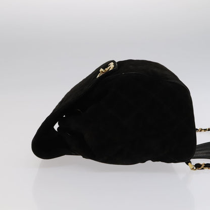 CHANEL Matelasse Chain Backpack Suede Black CC PP183