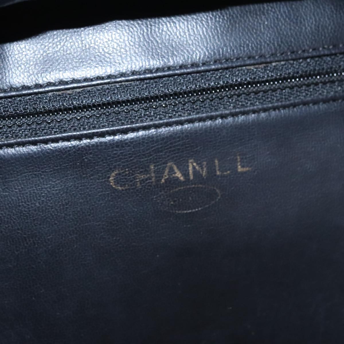 CHANEL Vanity Cosmetic Pouch Caviar Skin Black Gold CC PP184