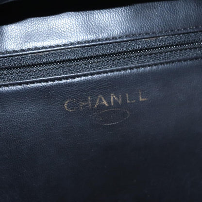 CHANEL Vanity Cosmetic Pouch Caviar Skin Black Gold CC PP184