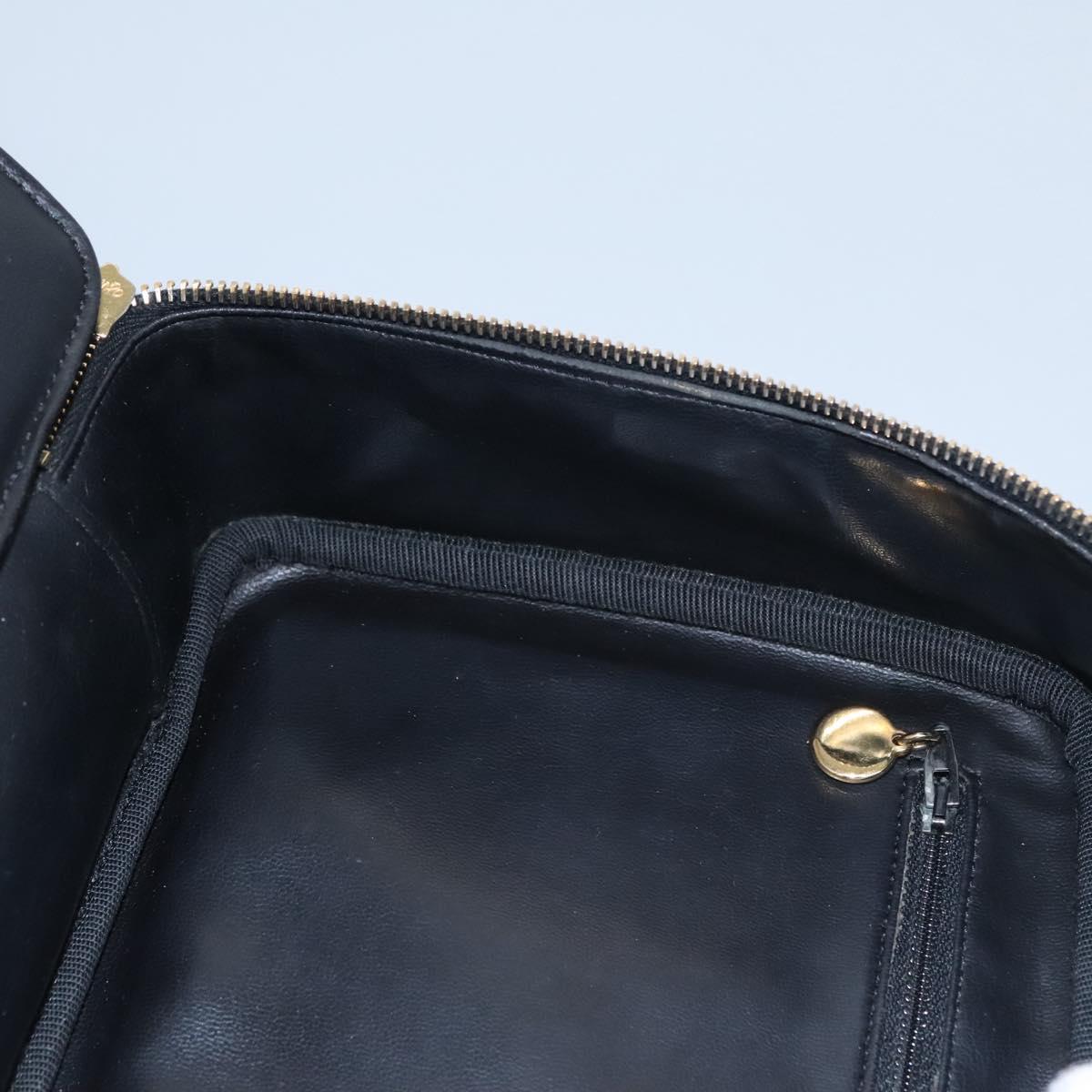 CHANEL Vanity Cosmetic Pouch Caviar Skin Black Gold CC PP184