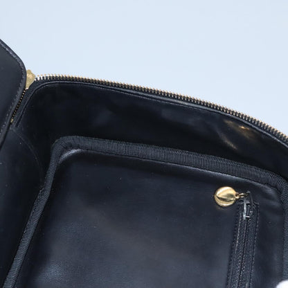 CHANEL Vanity Cosmetic Pouch Caviar Skin Black Gold CC PP184