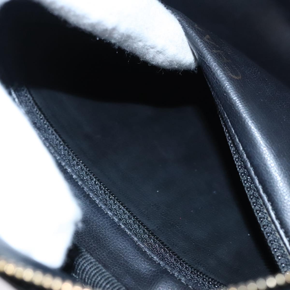 CHANEL Vanity Cosmetic Pouch Caviar Skin Black Gold CC PP184