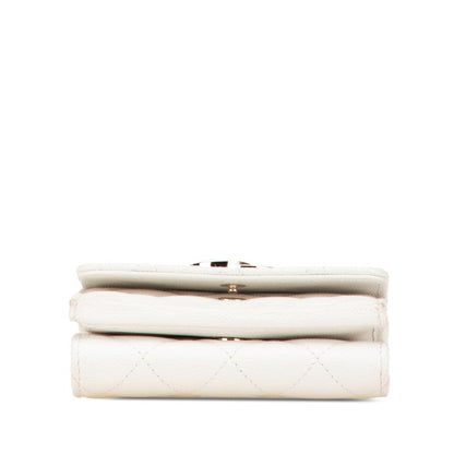 Chanel Caviar Skin Matelasse Coco Mark Rhinestone Wallet