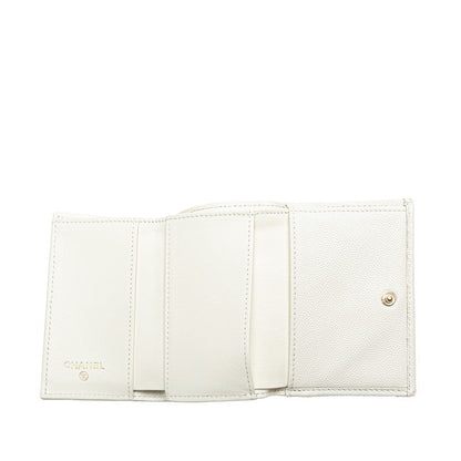 Chanel Caviar Skin Matelasse Coco Mark Rhinestone Wallet