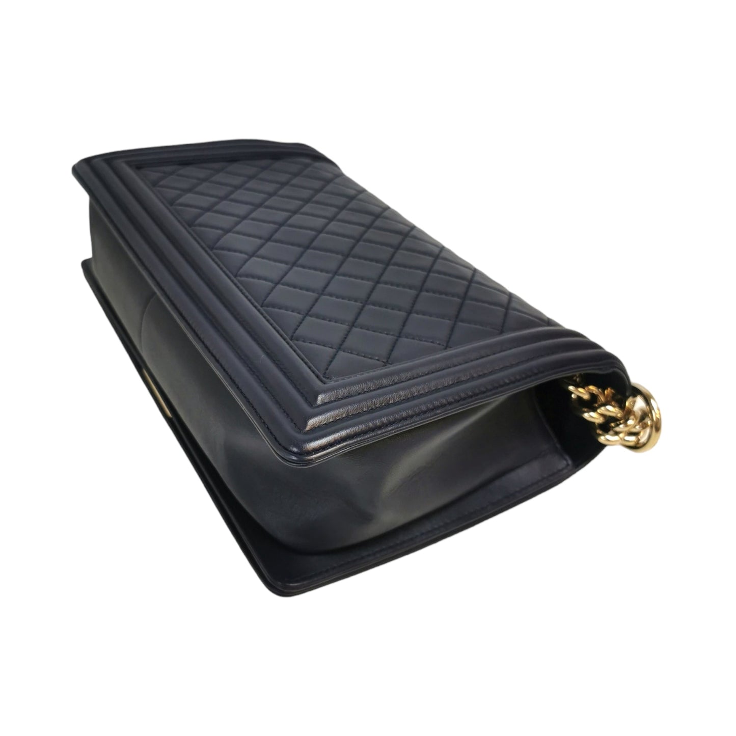 Chanel Boy Large Navy Blue Lambskin Gold