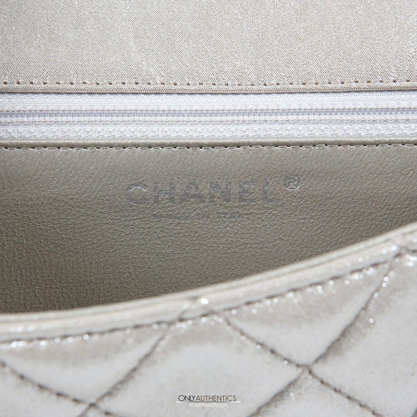 Chanel Silver Gold Leather Roll Handle Reissue Clutch