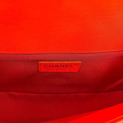 Chanel Boy Chevron Red Ruthenium